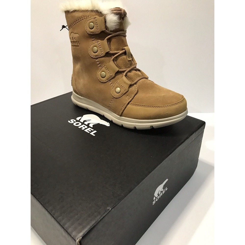 Women's winter  sorel explorer joan camel color suede boot‎ size 6